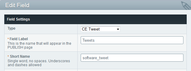 CE Tweet Field